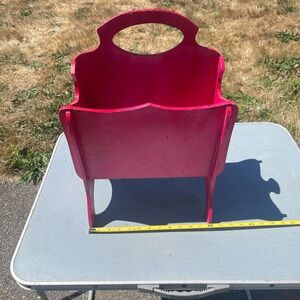 Vibrant Pink Wooden Magazine Holder